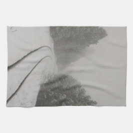 Eisenbahn-Tracks Winternebel-Foto Geschirrtuch