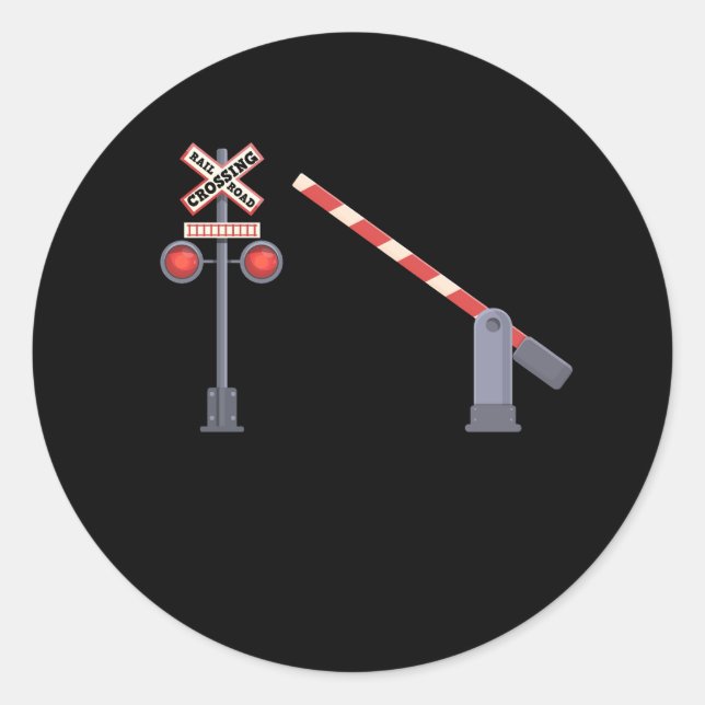 Eisenbahn überquert Barrier Zeichenkostüm D Runder Aufkleber (Vorderseite)