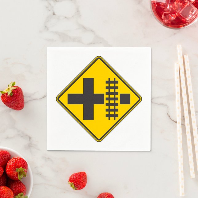 Eisenbahn überquert Straßensignatur Napkins Serviette (Von Creator hochgeladen)