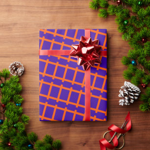 Eisenbahn Violett Orange Minimal Muster Geschenkpapier
