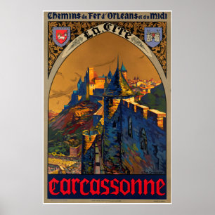 Eisenbahn von Orléans und Midi, Carcassonne Poster
