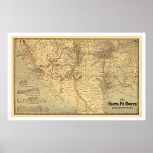 Eisenbahn-Weg-Karte 1888 Sankt Fé Poster