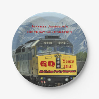 Eisenbahn-Zug-Papier-Teller, 60. Geburtstag, Pappteller