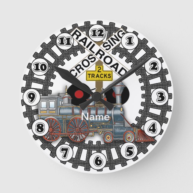 Eisenbahn Zug Runde Wanduhr (Vorderseite)