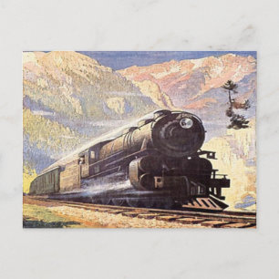 Eisenbahn Zug Vintage Retro Lokomotive Tourismus Postkarte