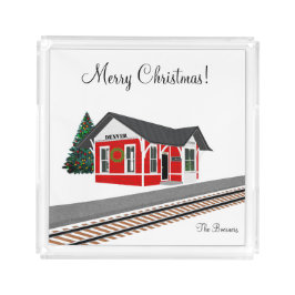 Eisenbahnbahnhof Weihnachts-Platz Akrylbahn Acryl Tablett
