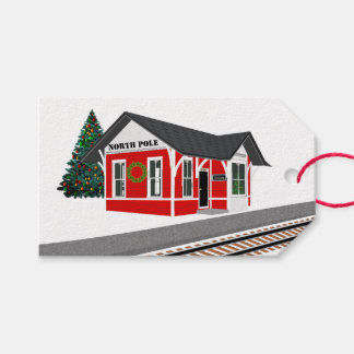 Eisenbahnbahnhof Weihnachtsgeschenk - Tags Geschenkanhänger