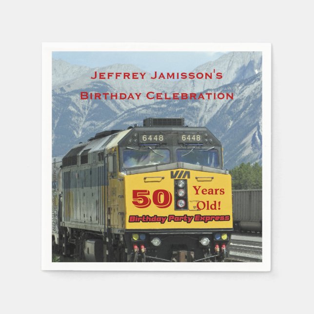 Eisenbahnbahnpapier Napkins, 50. Geburtstag Serviette (Vorderseite)