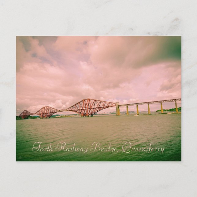 Eisenbahnbrücke Forth bei Edinburgh, Postkarte (Vorderseite)