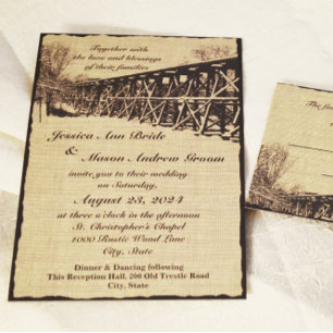 Eisenbahnbrücke Rustikale Hochzeit Einladung
