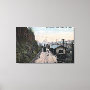 Eisenbahndepot und Bluffs City, OR Leinwanddruck