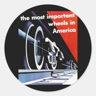 Eisenbahnen - Die wichtigsten Räder in Amerika Runder Aufkleber