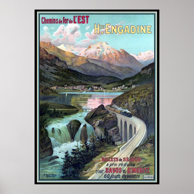 Eisenbahnen für Davos und St. Moritz Plakat (Vorne)