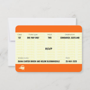 Eisenbahnfahrkarte Inspiriert LGBTQ+ Hochzeitsan RSVP Karte
