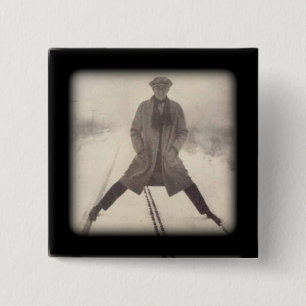 Eisenbahnfoto aus der Vintage-Ära um 1920 Button