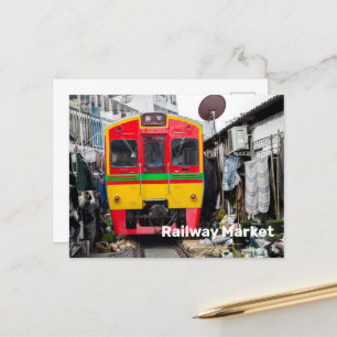 Eisenbahnmarkt Mae Klong Vintag Thailand Retro Feiertagspostkarte