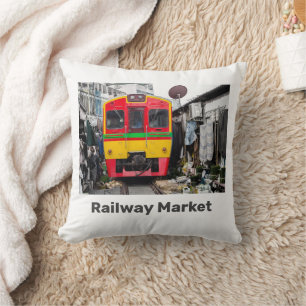 Eisenbahnmarkt Mae Klong Vintag Thailand Retro Kissen