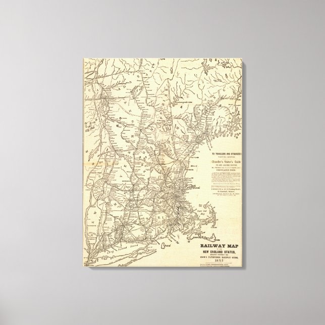 Eisenbahnplan Neuengland Staaten Leinwanddruck (Vorderseite)