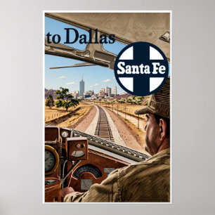 Eisenbahnreise nach Dallas Werbeplakat Poster