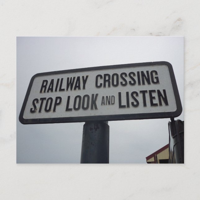 Eisenbahnübergangszeichen Postkarte (Vorderseite)