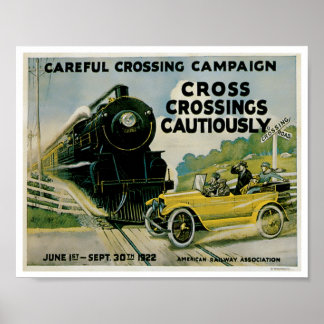 EisenbahnüberquerungenAutobile und Vintage Kunst-P Poster