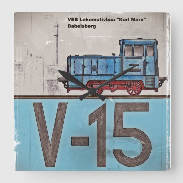 Eisenbahnuhr Quadratische Wanduhr (Vorderseite)