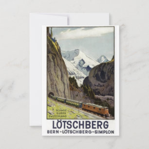 Eisenbahnurlaub in der Schweiz im Stil vergangener Karte