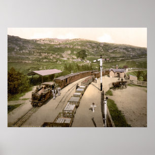 Eisenbahnzug der Vintage-Eisenbahn, Festiniog Wale Poster