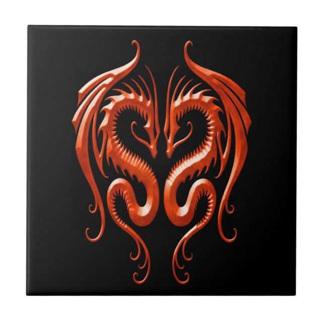 Eisendrachen, -ROT und -SCHWARZES Fliese (Vorderseite)