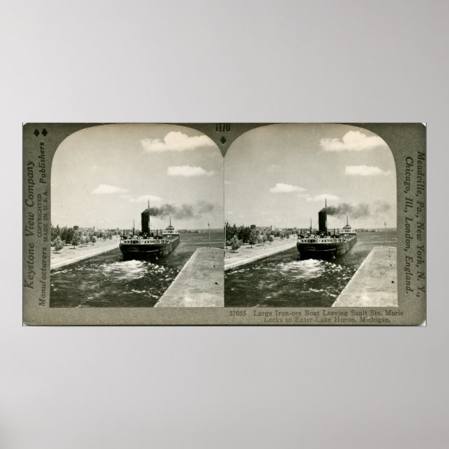 Eisenerzboote Verlassend Soo - Vintages Stereoview Poster (Vorne)