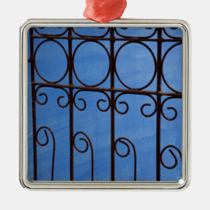 Eisentor-Muster in Blau, Kuba Silbernes Ornament