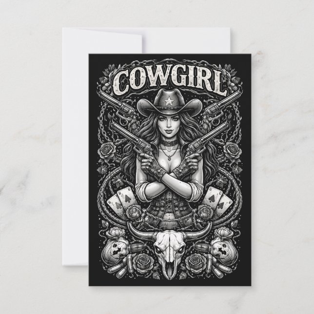 Eiserne Cowgirl Dankeskarte (Vorderseite)