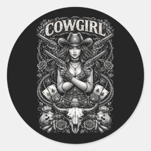 Eiserne Cowgirl Runder Aufkleber