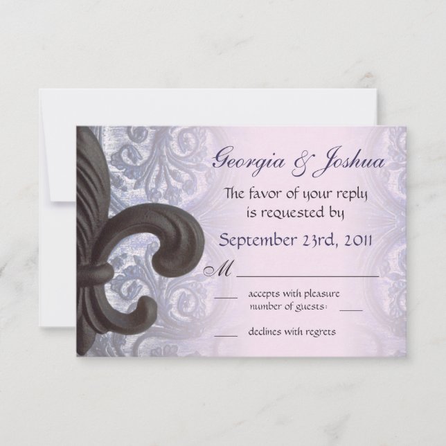 eiserne Lilie "indigo/Rose" Wedding RSVP (Vorderseite)