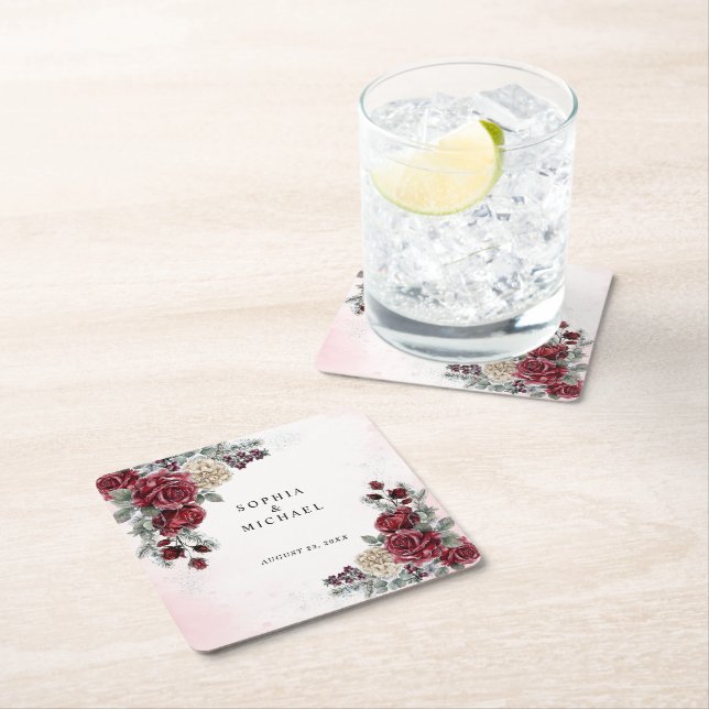 Eiserne Rosen Winterhochzeit  Rechteckiger Pappuntersetzer (Vor Ort)