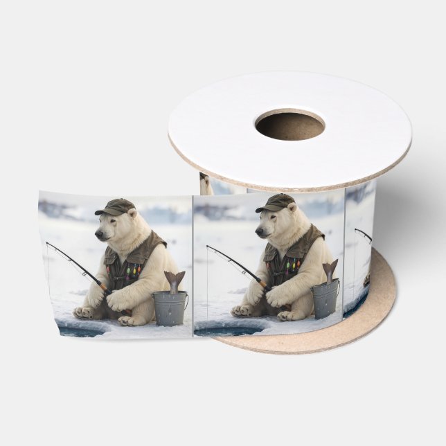 Eisfischen mit Eisbär Satinband (Spule)