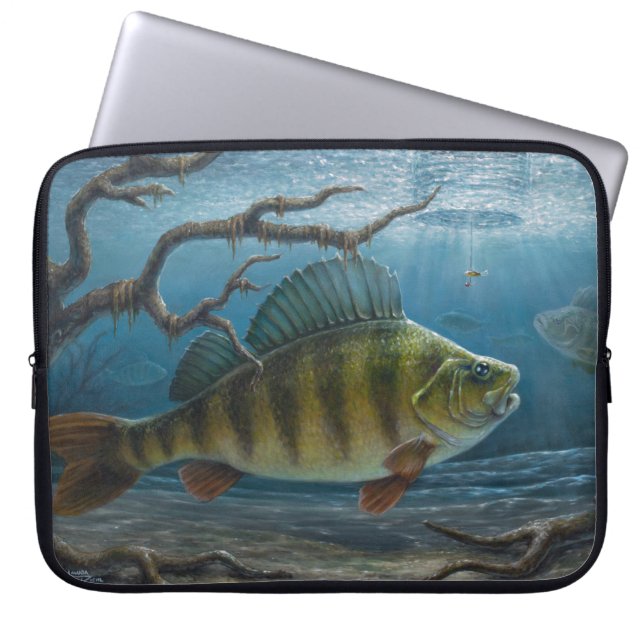 Eisfischen nach Barschen Laptopschutzhülle (Vorderseite)