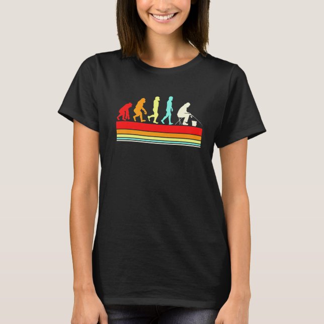 Eisfischen Retro-Stil Evolution Des Menschen Für F T-Shirt (Vorderseite)