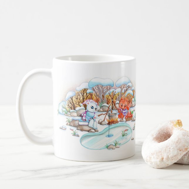 Eisfischerei Kaffeetasse (Mit Donut)