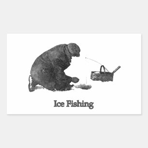 Eisfischerei Rechteckiger Aufkleber
