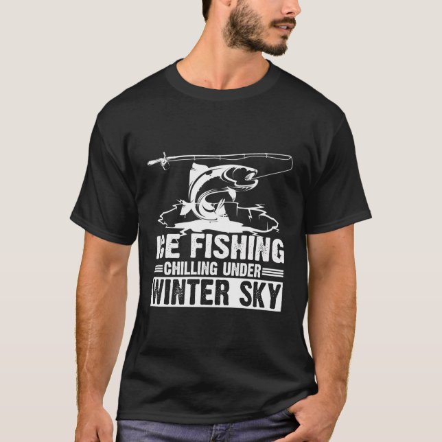 Eisfischerei unter dem Winterhimmel-Design für F T-Shirt (Vorderseite)