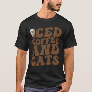 Eisgekühlter Kaffee und Katzen Groovy Familie T-Shirt