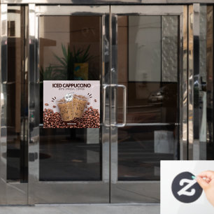 Eisgekühltes Cappuccino-Donut-Kaffeehaus-Promo anp Fensteraufkleber