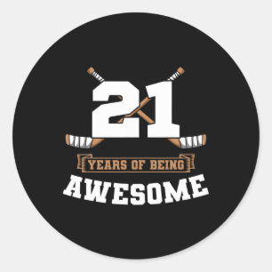 Eishockey 21. Geburtstag Sport-Themenparty-Ziel T Runder Aufkleber