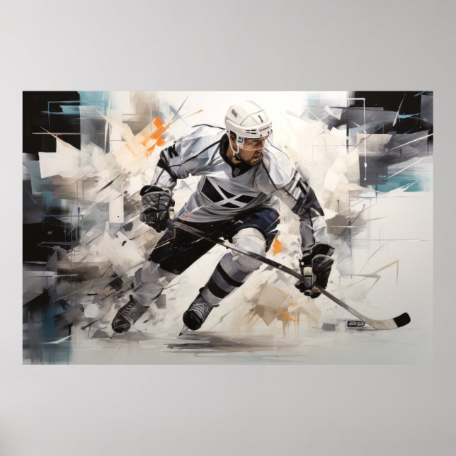 Eishockey Action Sport Malerei Abstrakt Art Deco Poster (Vorne)