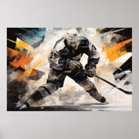 Eishockey Action Sport Malerei Abstrakt Art Deco