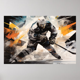 Eishockey Action Sport Malerei Abstrakt Art Deco Poster