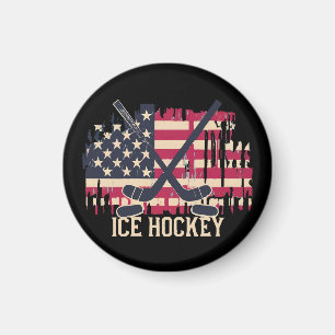 Eishockey - Amerikanische Flagge Magnet