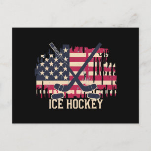 Eishockey - Amerikanische Flagge Postkarte