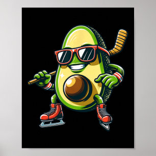 Eishockey Avocado Schlittschuh Spaß Sonnenbrille Poster